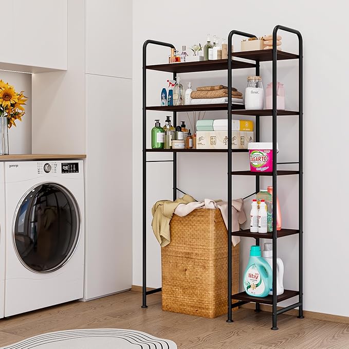 Over The Toilet Storage Bathroom Organizer Shelf Freestanding Space Saver with Toilet Multifunctional Rack (BlackOak)
