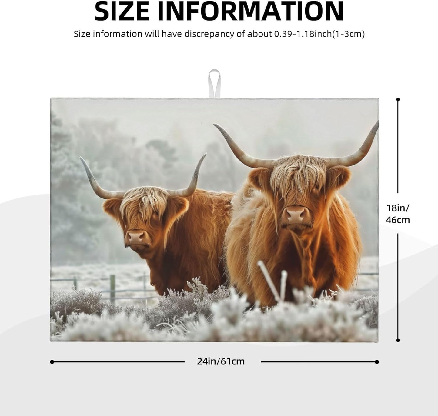 Highland Cow Dish Drying Mat 18x24 For Kitchen Counter Absorbent Microfiber Dishes Pad Dish Drainer Rack Mats Fast Dry Kitchen Accessories