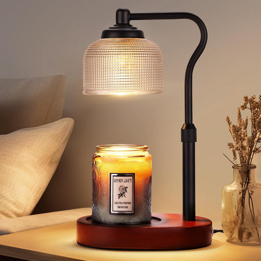 Candle Warmer Lamp with Timer, Electric Candle Warmer Adjustable Height, Mothers Day Gift for Mom, Dimmable Modern Candle Lamp with 3 Bulbs for Home Decor House Warming Gifts, Clear Glass