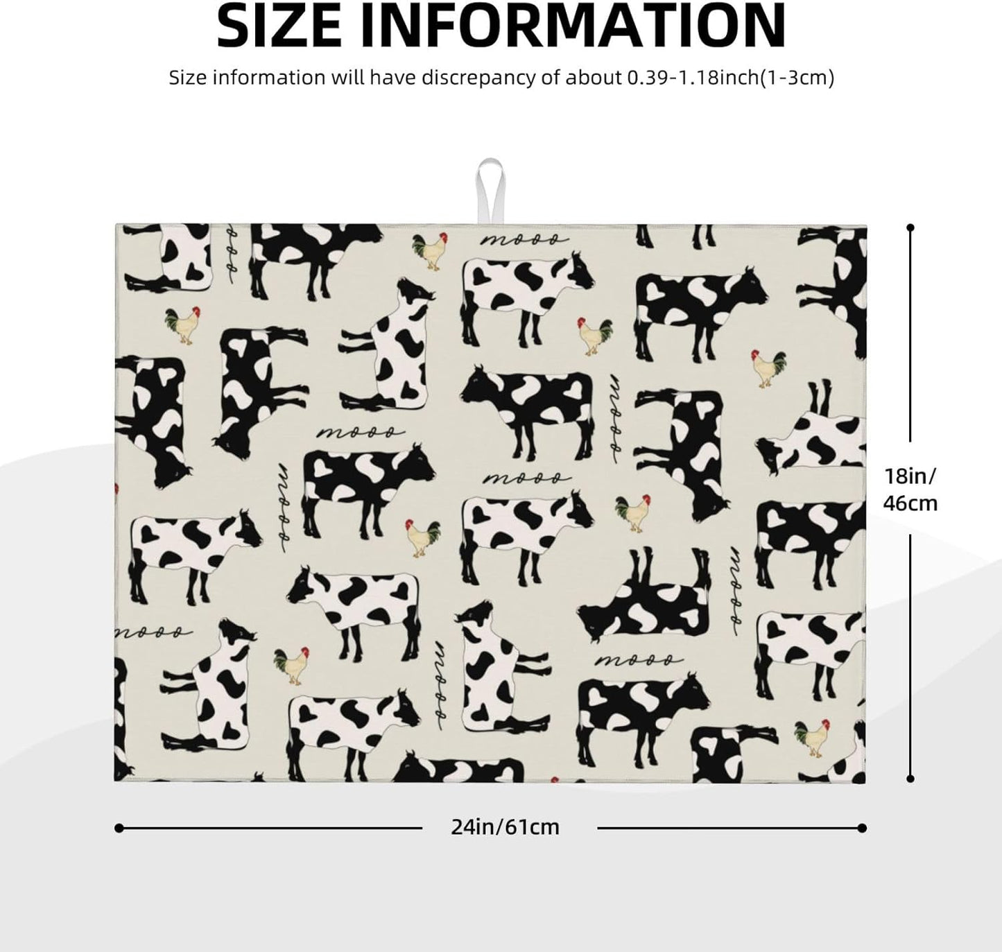 Cute Farm Cows Dish Drying Mat 18x24 For Kitchen Counter Absorbent Microfiber Dishes Pad Dish Drainer Rack Mats Fast Dry Kitchen Accessories