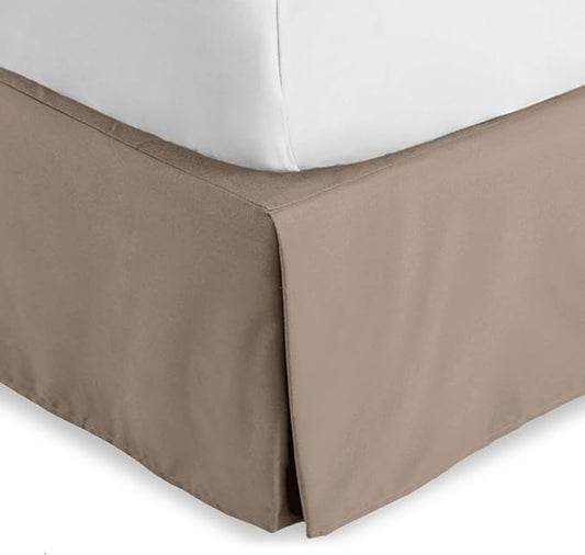 Bare Home Kids Twin Bed Skirt - 15-Inch Tailored Drop Easy Fit - Bed Skirt for Beds - Center & Corner Pleats (Twin, Taupe)