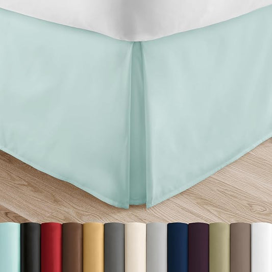 Linen Market Bed Skirt - Ultra Soft Microfiber - Easy Fit with 14 Inch Tailored Drop - Hotel Quality, Shrinkage & Fade Resistant - Bed Cover - Cal King Bed Skirt - Bedroom Décor - (Cal King, Aqua)