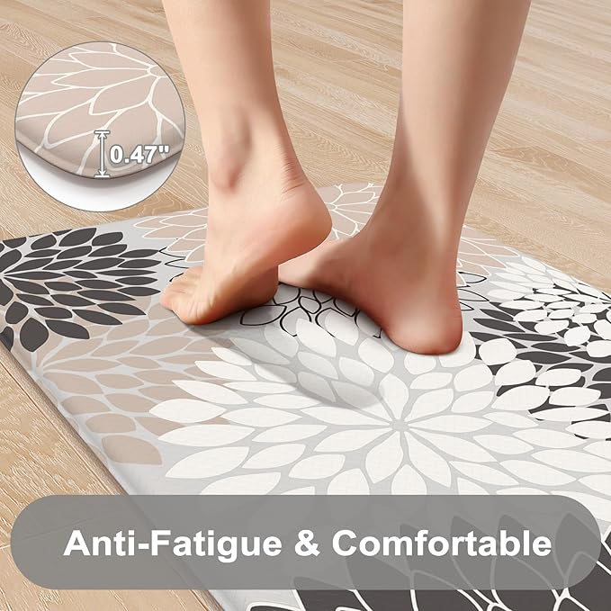 KIMODE Kitchen Mats Cushioned Anti Fatigue, Farmhouse Rugs for Kitchen Rug Runner Stain Resistant, Ergonomic Standing Kitchen Floor Mat, Non Slip Waterproof Kitchen Sink Rug, 20" x 71", Pink