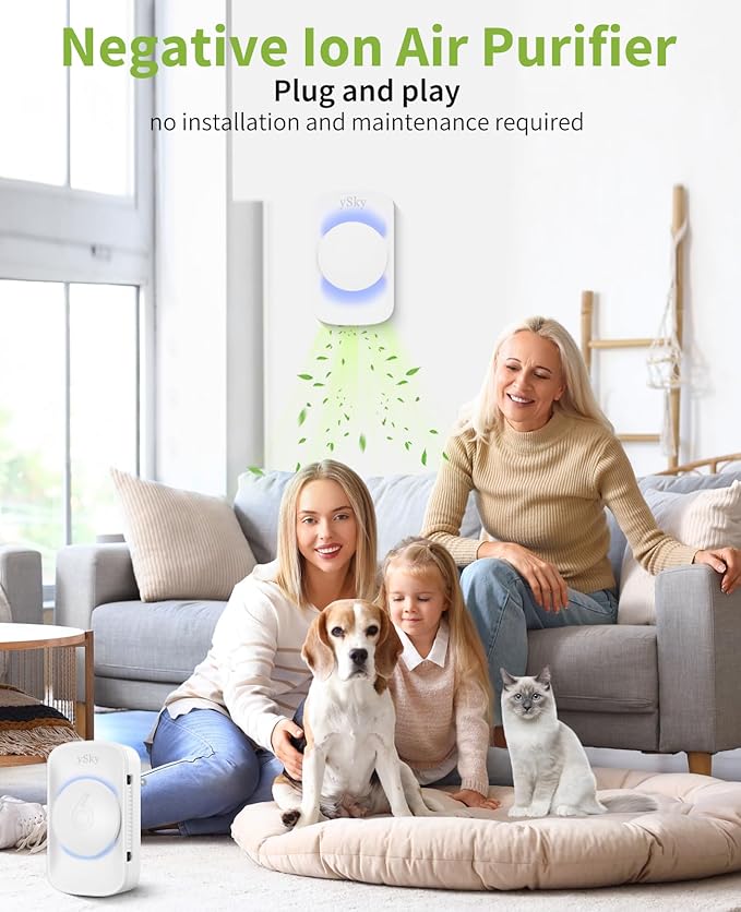 ySky Plug In Air Purifier for Home (6 packs), Negative Ion Air purifier,Quiet Ionizers Air Freshener for home,Bathroom,Bedroom,Portable Air Purifiers for Odor,Pet smell,Mini Air ionizers