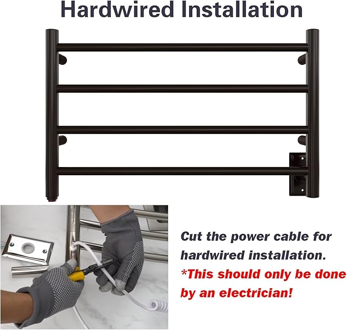 HEATGENE Towel Warmer 4 Bar Towel Dryer Wall-Mounted Plug-in Bath Towel Heater - Venetian Bronze