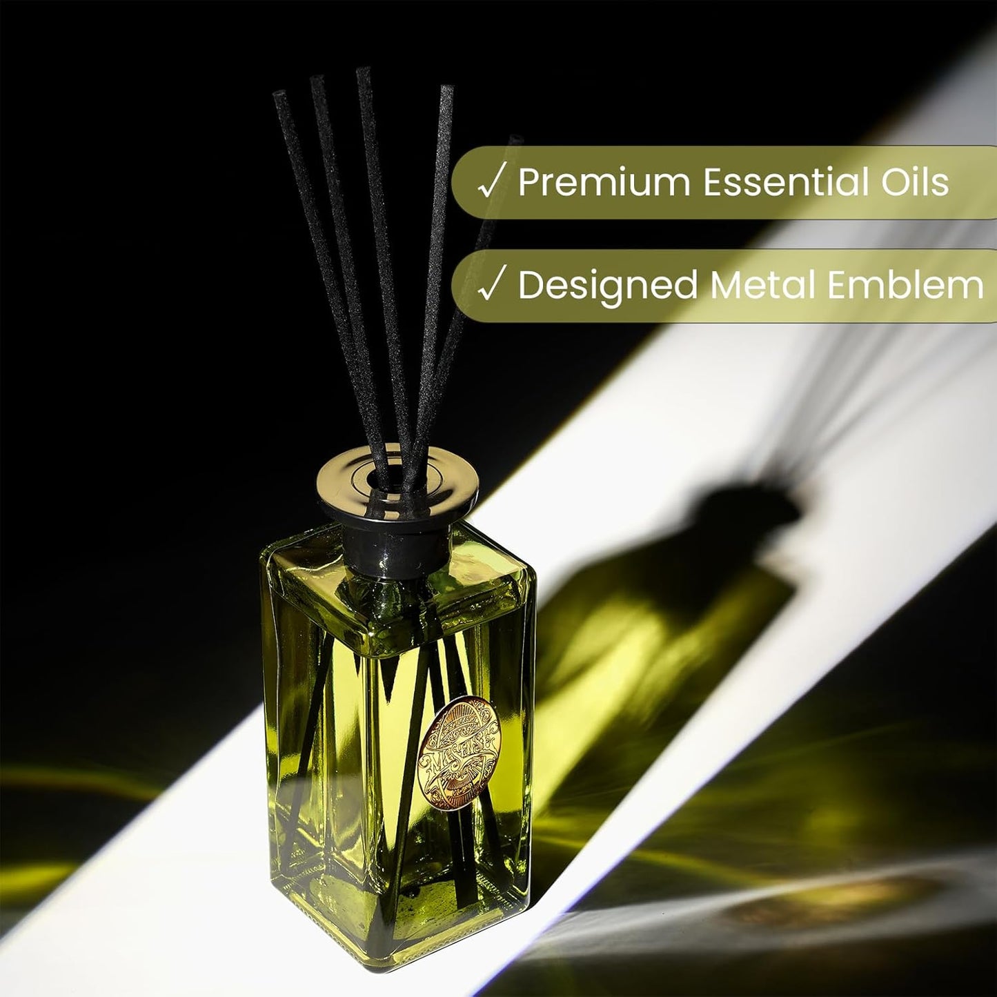 M&SENSE 10.14 oz Large Reed Diffuser Set | White Tea & Sage Scent Oil Diffuser with Sticks | Hotel Collection Non-Toxic Essential Oil |for Bedroom Bathroom Living Room