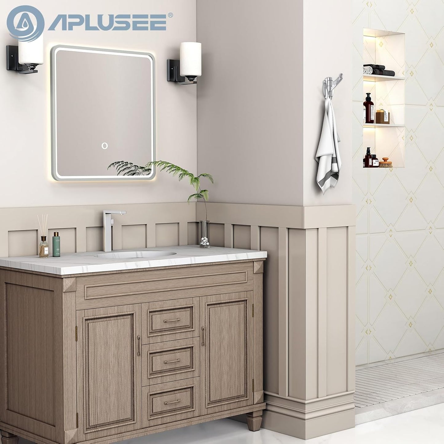 APLusee Swivel Chrome Robe Hook 2 PCS, Metal Foldable Towel Holder with Triple Rotating Arms, Heavy Duty Bathroom Kitchen Coat Hanger Wall Mounted