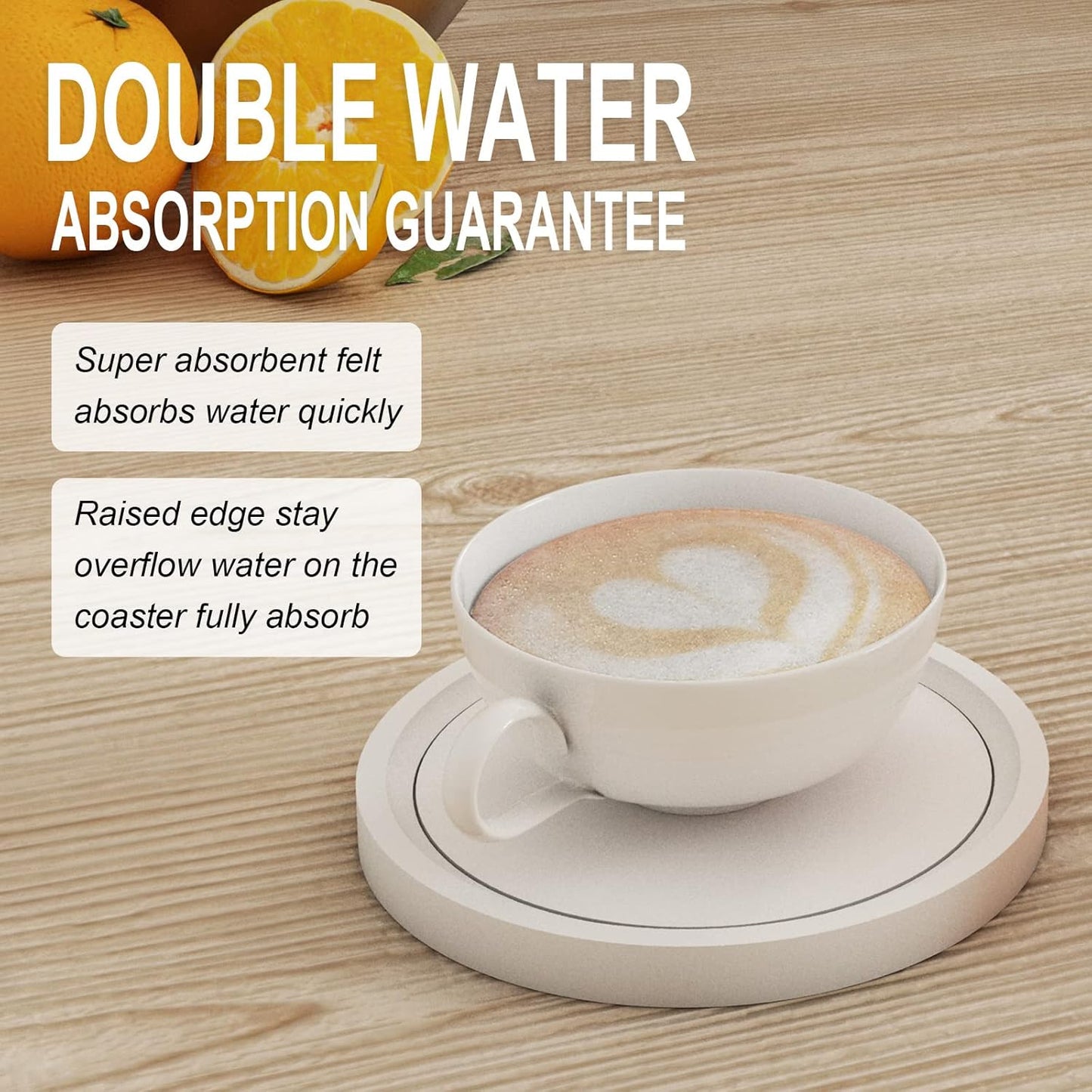 MinBoo Bamboo Coasters for Coffee Table Set of 6 Coasters for Drinks Absorbent with Holder Coffee Table Decor for Tabletop Protection Gifts for House Warming New Home & Wedding (White)