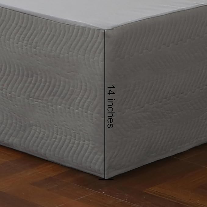 King Bed Skirt-Box Spring Cover with 14 Inch Tailored Drop,Wrinkle and Fade Resistant Hotel Wrap Around Bed Skirts,Bed Frame Cover (Wave Pattern Gray, King)