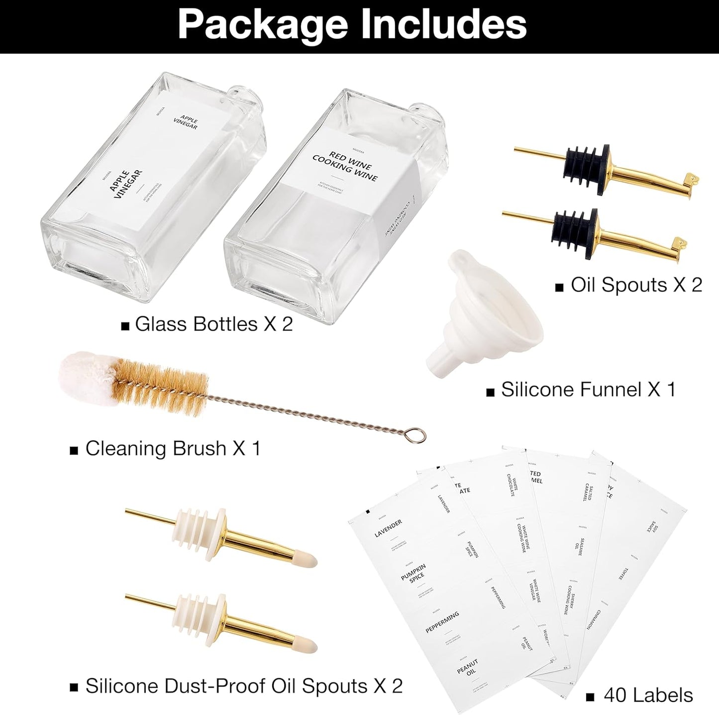 Olive Oil Dispenser Bottle for Kitchen, 16.9 oz/ 500 ml Cooking Oil Container, Glass Oil Dispenser Set, Glass Cruet for Oil with Pourer Spouts, Coffee Syrup Dispenser