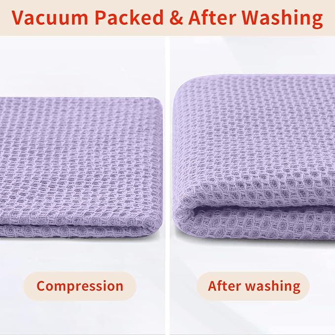 Homaxy 100% Cotton Kitchen Towels and Dishcloths Set, 12 x 12 Inches and 13 x 28 Inches, Set of 10 Bulk Kitchen Towels Set, Ultra Soft Absorbent Dish Cloths for Washing Dishes, Lavender