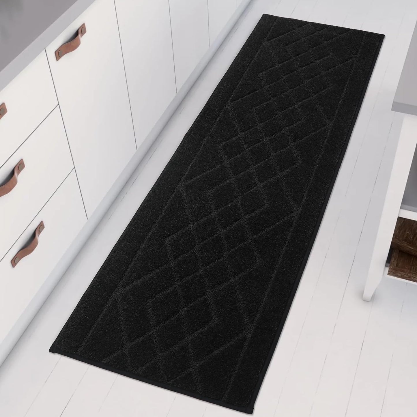 BEQHAUSE Kitchen Runner Rug 20”x59” Washable Non Slip Kitchen Mats for Floor Absorbent Soft Kitchen Rugs for Floor,Sink,Hallway,Laundry,Black