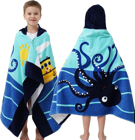 Kids Bath Towels, Kids Towel Girls Boys Hooded Beach,Bathroom,Pool Swim Towels 30 × 50 INCH Large Size Ultra Absorbent Cute Cartoon Animal Full Vitality 100% Cotton Wearable Wrap for Child