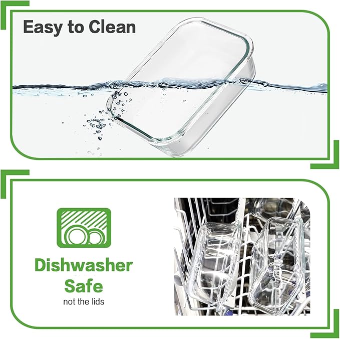 HOMBERKING 24pc Glass Food Storage Containers with Lids, Glass Meal Prep Containers, Airtight Glass Bento Boxes, BPA Free & Leak Proof, Pantry Kitchen Storage(12 lids & 12 Containers) - White