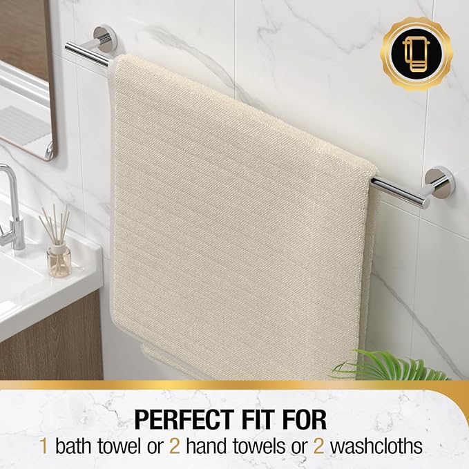 HITSLAM Chrome 31.6 Inch Towel Bar for Bathroom, SUS304 Stainless Steel Bathroom Towel Rack Wall Mounted, Modern Home Decor Bath Towel Holder with Hardware Accessories