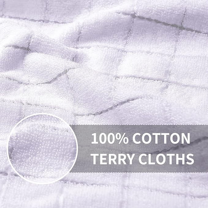 Homaxy 100% Cotton Terry Kitchen Towels(White, 13 x 28 inches), Checkered Designed, Soft and Super Absorbent Dish Towels, 4 Pack