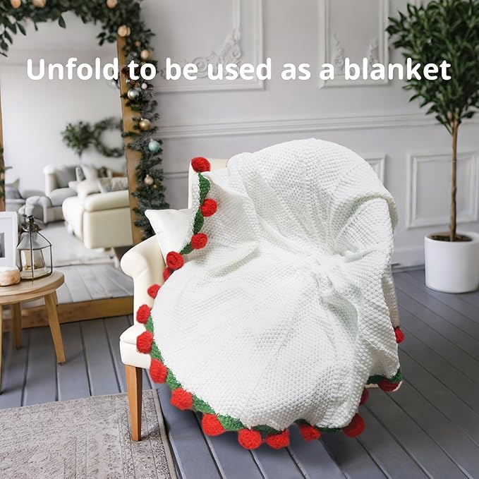Handmade Crochet Flower Bouquet Blanket - Soft Lightweight Knit Throw for Birthday Wedding Valentines, Ready-to-Use Home Decor Gift (Red, 31in)
