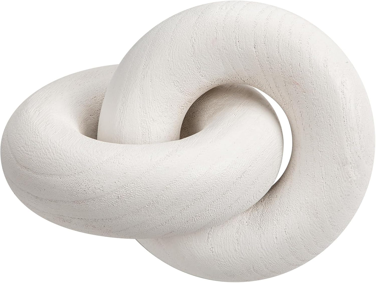 Table Decor Handcrafted Wooden Knot Sculpture Decor – Modern Nordic Style Decorative Accent for Home, Office, Shelf, and Console Table – Pure White Finish, 7"x4.7"