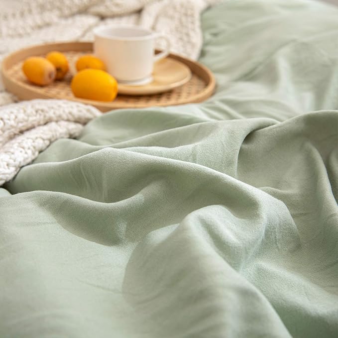 Sage Green Ruffle King Pillowcases Cute Pillowcases Set of 2 Green Pillow Shams 2 Pack (King (20''x36''), Sea Green)