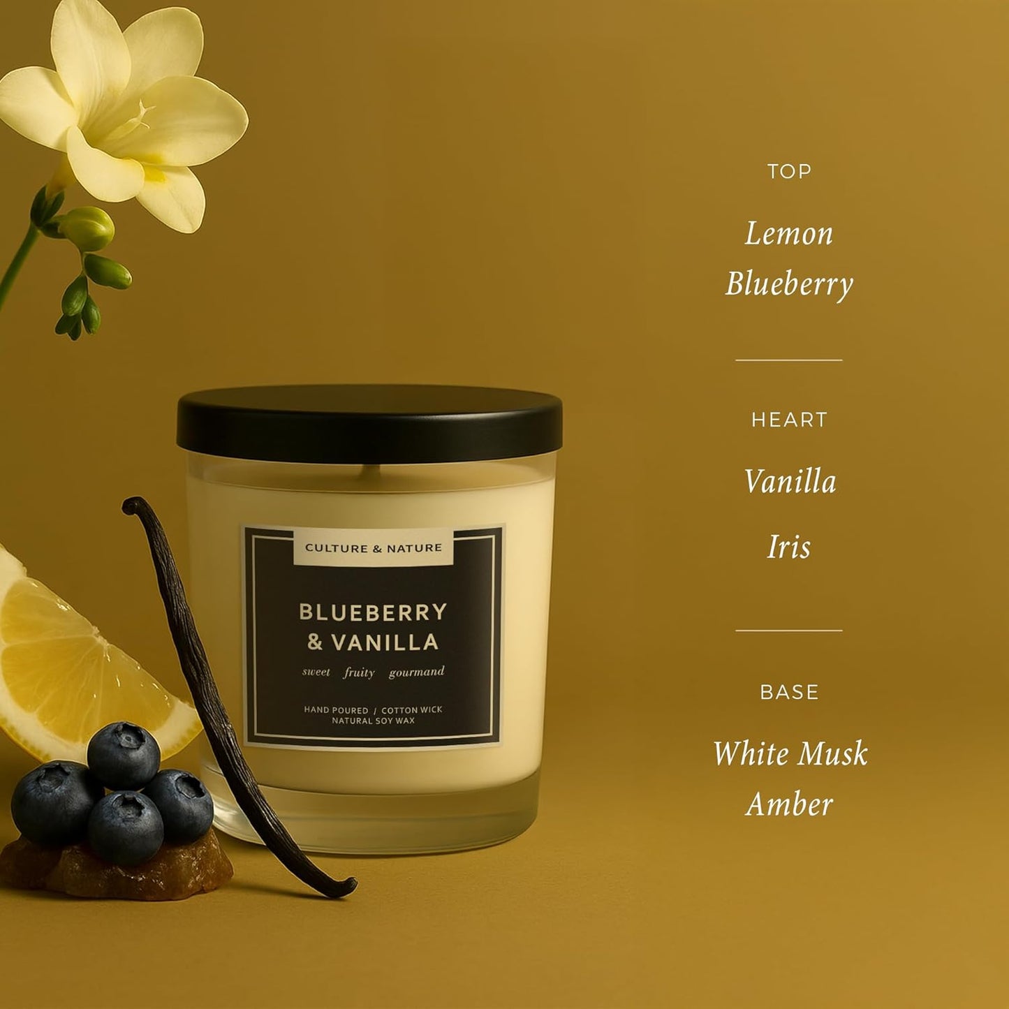 CULTURE & NATURE Natural Soy Wax Candle 7oz (Blueberry & Vanilla)