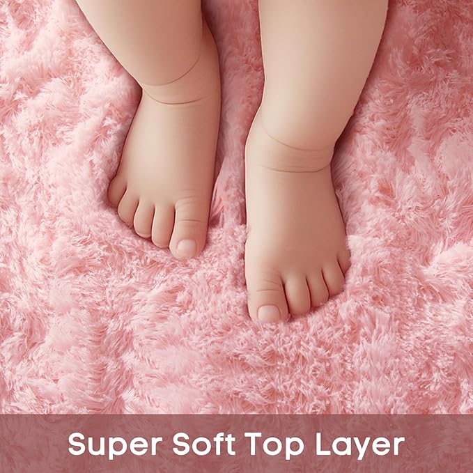 Ophanie Round Rugs 7Ft Pink Circle Area Rug, Fluffy Fuzzy Bedroom Carpet, Plush Soft Shaggy Indoor Floor Kawaii Living Room Rugs for Kids, Cute Room Decor for Teen Girls Home Decor Aesthetic, Nursery