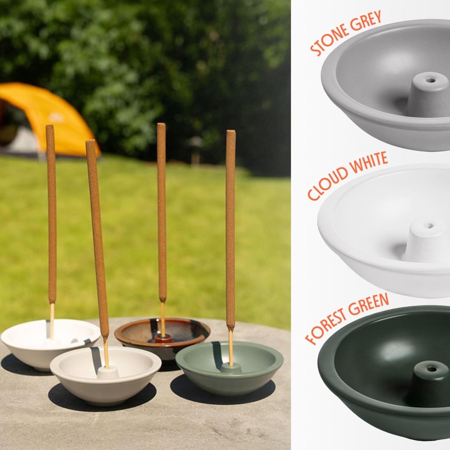 Murphy’s Naturals Stoneware Incense Stick Holder, Cloud White, 4.5” Ash Catcher for Outdoor Use, Durable & Stylish Design for Easy Clean-Up, 1-Pack