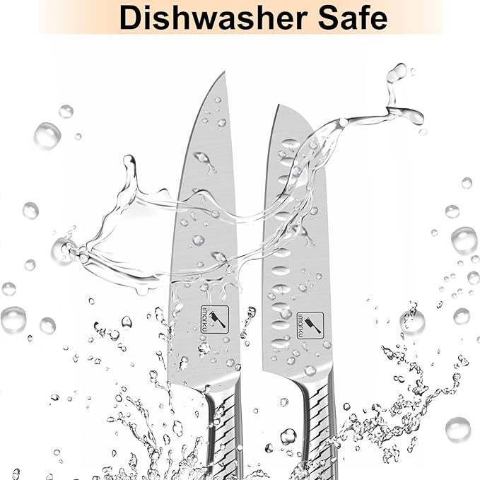 imarku Knife Set,14-Piece Knife Sets for kitchen with block,Premium One-Piece Kitchen Knife Set with Sharpener,High Carbon Stainless Steel Knives Set for Kitchen,Silver,Dishwasher Safe