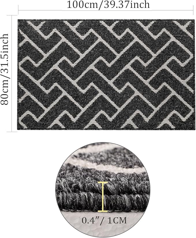 hicorfe Kitchen Rugs and Mats,Kitchen Mats for Floor,32"x40" Non Slip Runner Rug,Absorbent Resist Dirt Comfort Standing Mat Machine Washable for Entryway,Hallway,Front of Sink(Black)