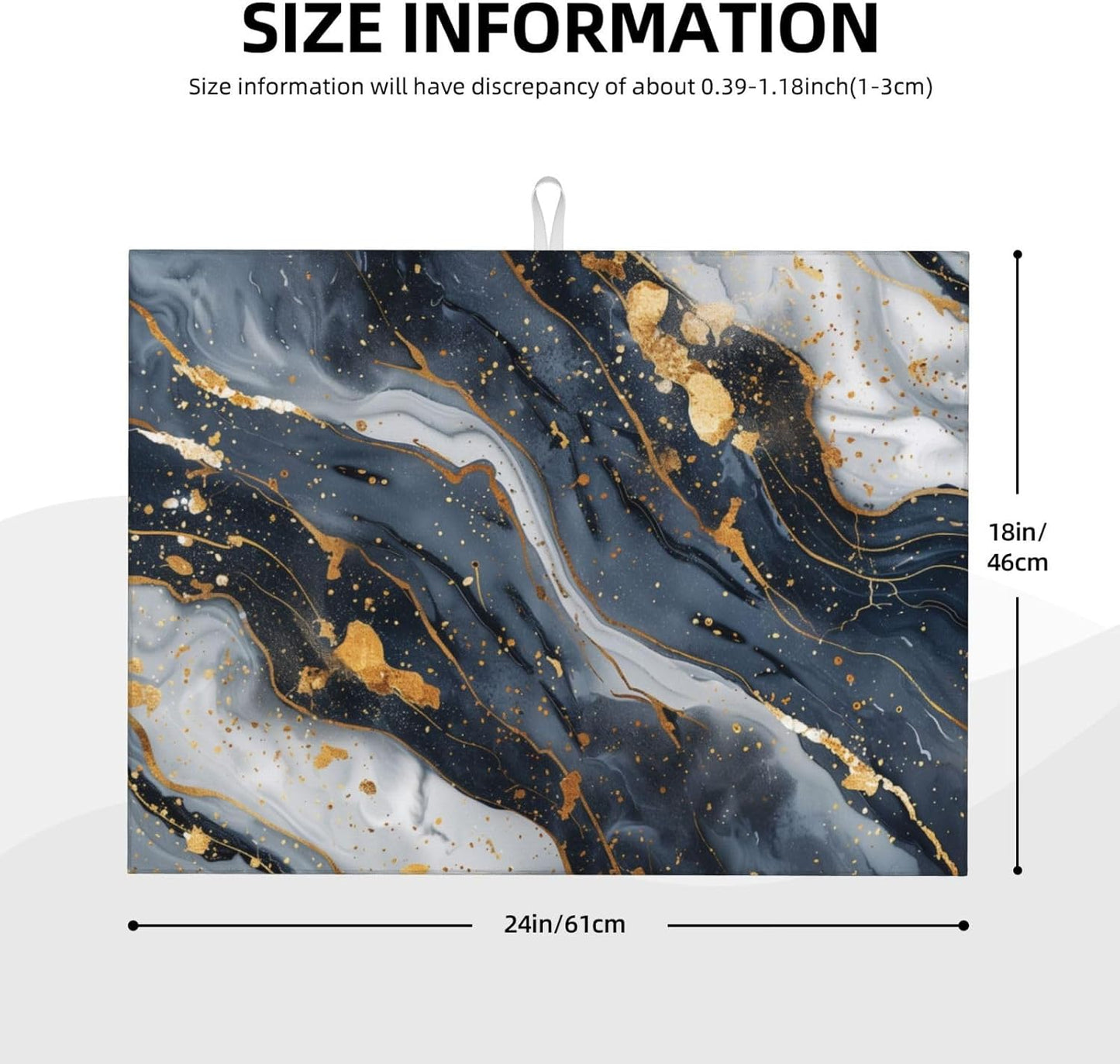 Absorbent Dish Drying Mat For Kitchen Counter, Blue Marble Microfiber Dish Drying Pad, Kitchen Gadgets For Easy Clean Multi-Use