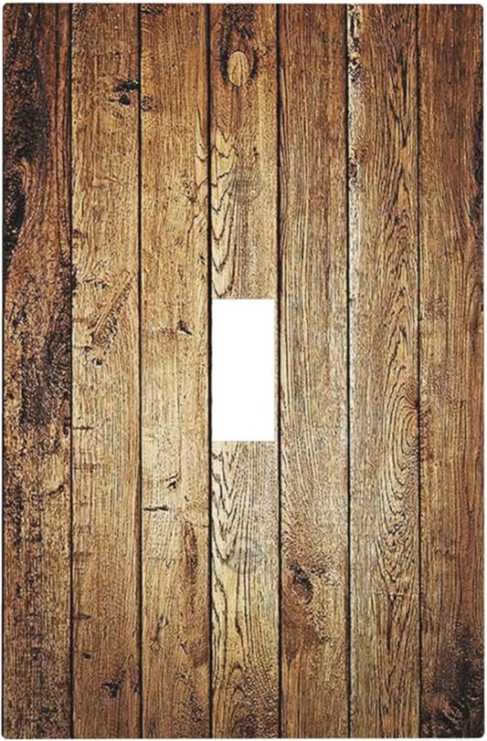 Rustic Brown Wood Natural Wooden Decorative Light Switch Cover 1 Gang Single Toggle Device Electrical Faceplate Switchplates Decorator Outlet Wall Plate for Bedroom Home Decor
