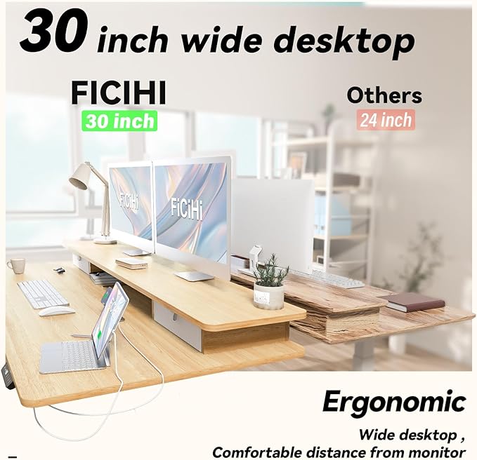 Adjustable Height Standing Desk with 4 Drawers,63 x 30 inches Electric Sit Stand Home Office Desk with Two Tiers, 3 Memory Presets, Monitor Stand Riser, USB A/C Charging Port