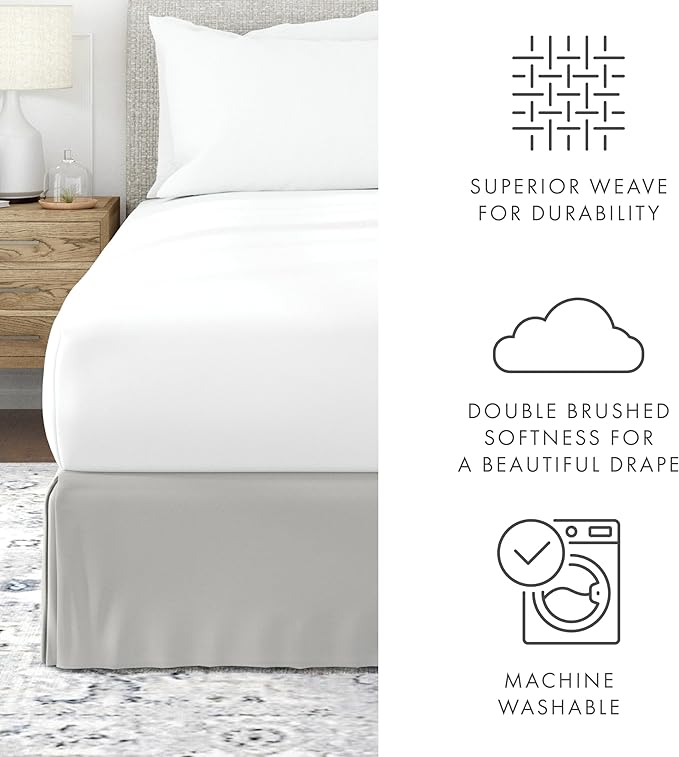 Linen Market Bed Skirt - Ultra Soft Microfiber - Easy Fit Hotel Quality, Shrinkage & Fade Resistant - Bed Cover - Queen Bed Set - Bedroom Décor with 14 Inch Tailored Drop - (Light Gray)