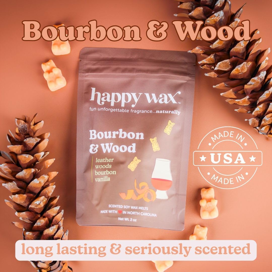Happy Wax Fan Man Cave Collection Scented Natural Soy Wax Melts – 6 Total Oz. of Scented Wax Melts, Collection Includes Desert Torchwood, Bourbon & Wood and Bonfire