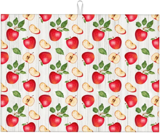 Apple Orchard Wood Grain Dish Drying Mat 18x24 For Kitchen Counter Absorbent Microfiber Dishes Pad Dish Drainer Rack Mats Fast Dry Kitchen Accessories