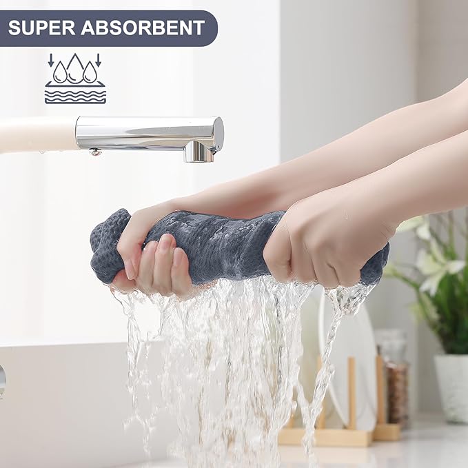 Homaxy 100% Cotton Kitchen Towels and Dishcloths Set, 12 x 12 Inches and 13 x 28 Inches, Set of 12 Bulk Kitchen Towels Set, Ultra Soft Absorbent Dish Cloths for Washing Dishes, Mixed Color