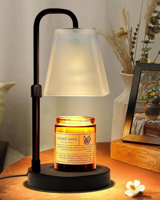 Candle Warmer Lamp with Timer Electric Wax Warmer for Scented Wax Melt Warmer Melter for Jar Candles Dimmable Adjustable Height Gifts for Women Mom House Warming Frossted Glass Black
