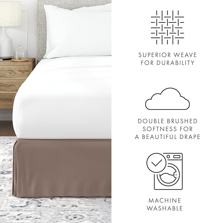 Linen Market Bed Skirt - Ultra Soft Microfiber - Easy Fit with 14 Inch Tailored Drop - Hotel Quality, Shrinkage & Fade Resistant - Bed Cover - King Bed Set - Bedroom Décor - (King,Taupe)