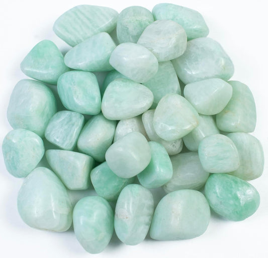 Crocon 1LB Amazonite Tumbled Stones and Crystals bulk 2000+ Carats Natural Crystal Kit for Reiki Healing Crystal Polished, Tumble Stones, Chakra Balancing, Reiki Gift, Home Decor Size : 20-25 mm