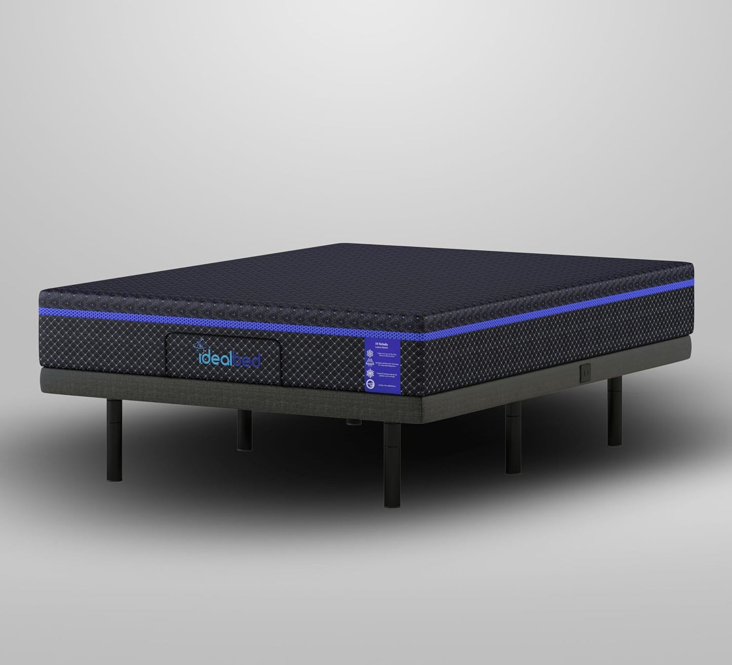 iDealBed S4 Nebula Luxury Hybrid Mattress + 5i Custom Adjustable Bed Sleep System, Comfort, Cooling & Support, Advanced Silent Operation, Wallhugger (Nebula Medium Soft, Queen)