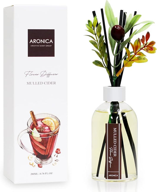 Aronica Aronica Christmas Tree Diffusir Oil Cinnamon, Mulled Spice Apple Oil with Sticks, Winter Candy Scented Reed Diffuser, Home Fragrance Decor
