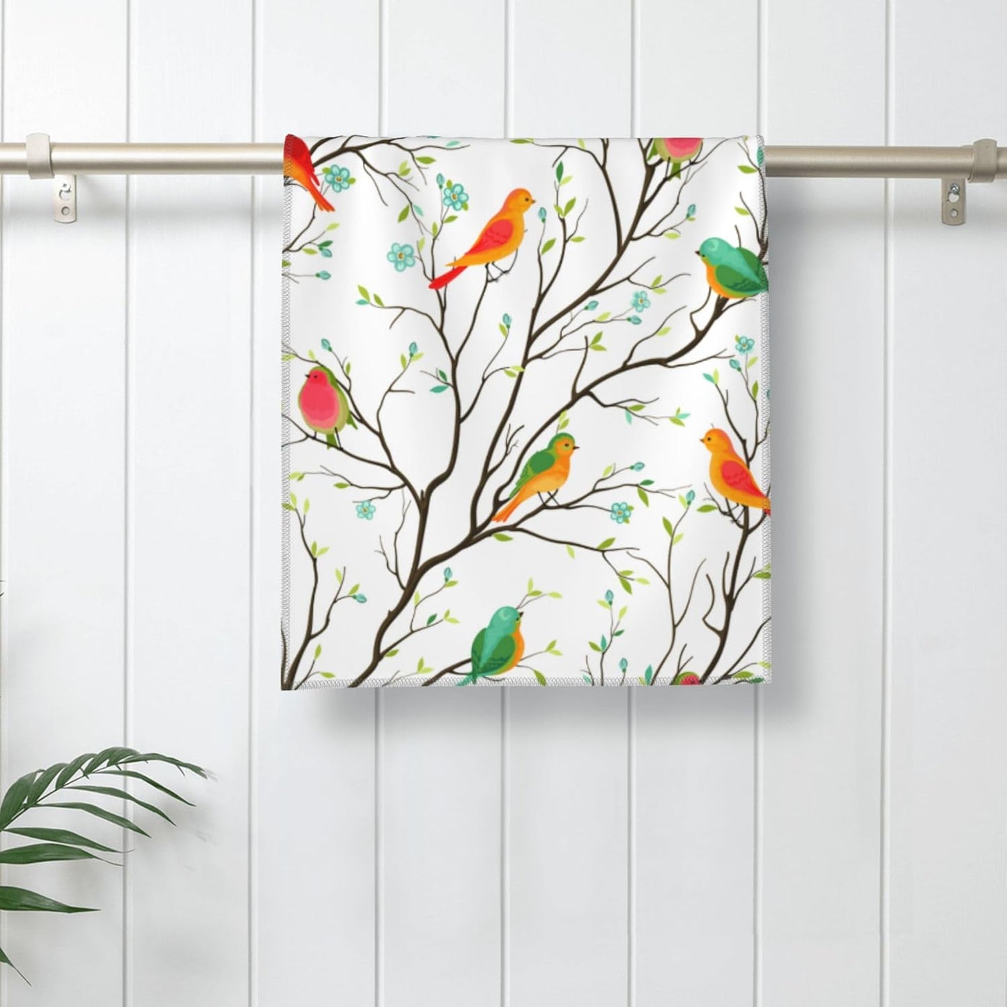 Birds on Tree Decorative Bathroom Hand Towels Set of 2 Spring Summer Bath Towels Soft Absorbent for Bathroom Kitchen Home Gym Yoga Spa 14"x28" Cute Birds Decorative Towel