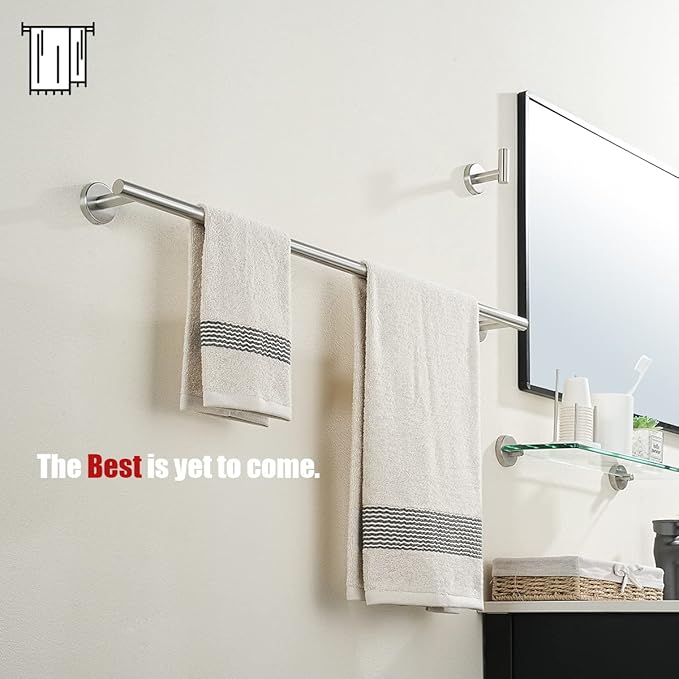 JQK Bath Towel Bar, 33 Inch 304 Stainless Steel Thicken 0.8mm Single Towel Rack for Bathroom, Towel Holder Brushed Steel Wall Mount, Useable Length 30 Inch 2 Pack, TB110L30-BN-P2