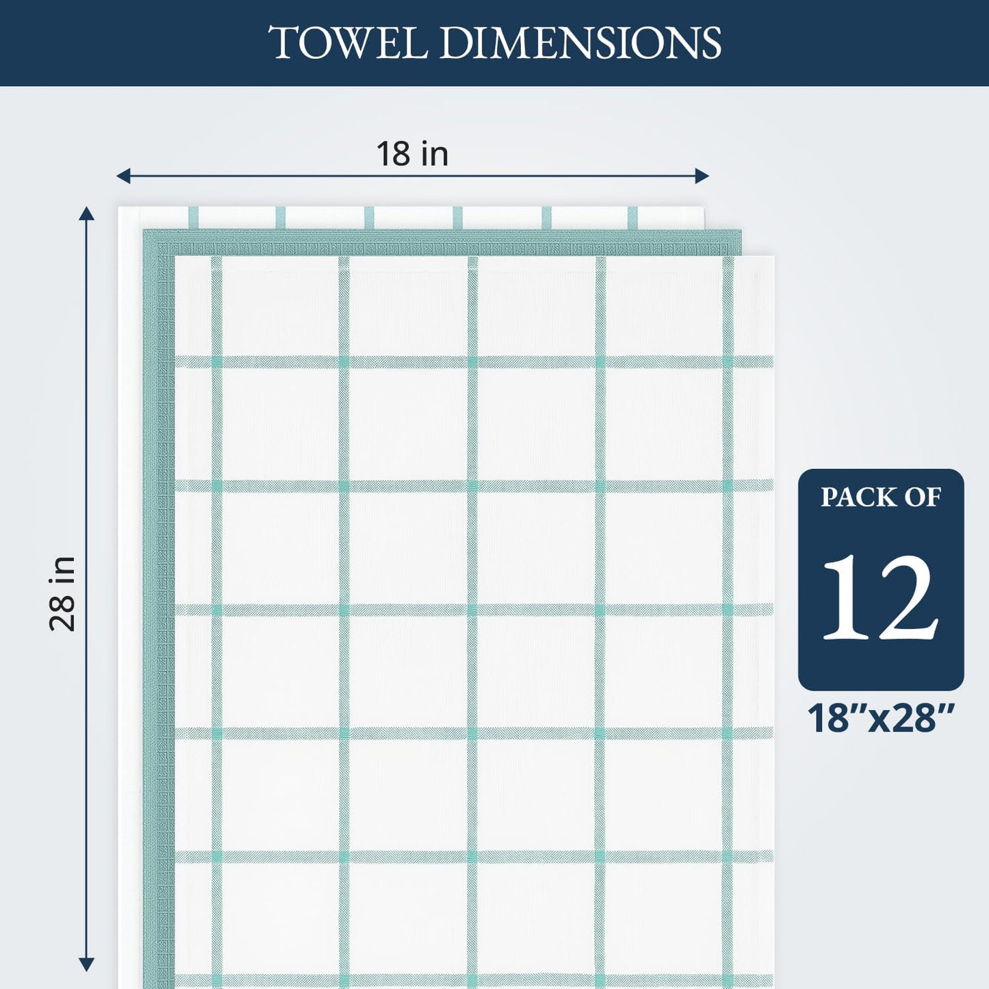 LANE LINEN Kitchen Towels and Dishcloths Set - Pack of 12 Cotton Dish Cloths, 18”x 28”, Soft Hand Towels, Absorbent Tea Towels, Premium Dish Towels, Quick Drying Cleaning Towels - Aqua Towels