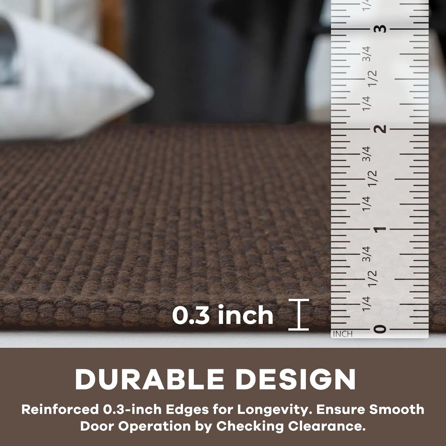 KOZYFLY Washable Entryway Rug 3x5 Ft Area Rugs Cotton Rubber Backed Throw Rugs Indoor Door Mat Kitchen Rugs Braided Floor Carpet for Front Entrance Bathroom Kitchen Living Room, Dark Coffee/Brown