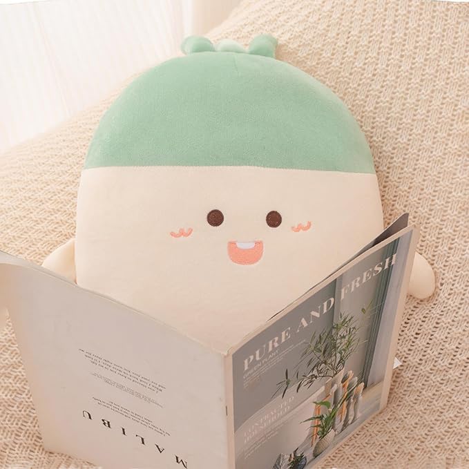 White Radish Throw Pillows Decorative Cute Soft Vegetable Hugging Pillow Stuffed Food Soft Plush Cushion Décor for Birthdays Gifts Home Decor (White)