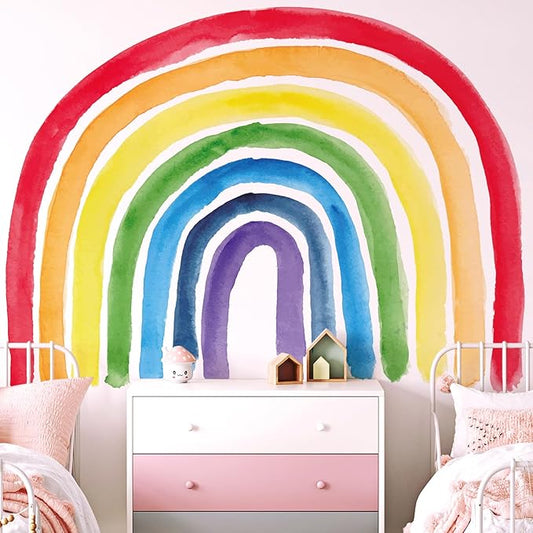 Large Boho Rainbow Wall Decals, Colorful Peel and Stick Fabric Nursery Wall Decor, Removable Home Room Wall Decor Murals Stickers for Kids Girls Toddler Bedroom Living Room Playroom