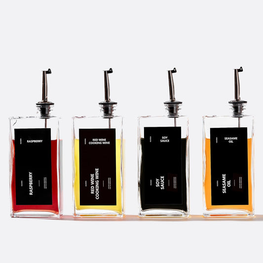 Olive Oil Dispenser Bottle for Kitchen, 16.9 oz/ 500 ml Cooking Oil Container, Glass Oil Dispenser Set, Glass Cruet for Oil with Pourer Spouts, Coffee Syrup Dispenser