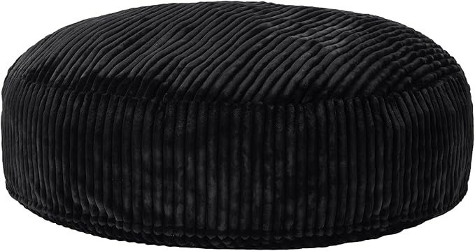 Hobestluk 6ft Bean Bag Chairs for Adults Large Beanbag Chair with Stripe Plush Cover Big Bean Bag Chair for Living Room Bedroom Dorm Office - Black (70" x 70" x 15")
