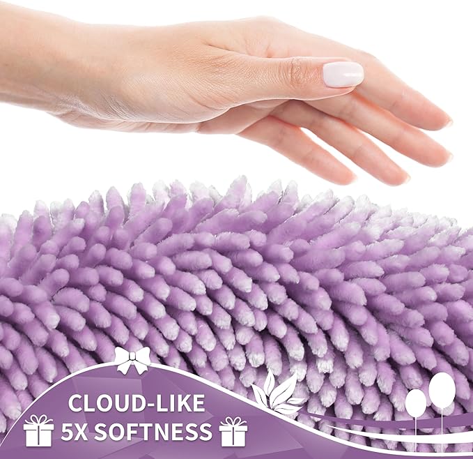 Yimobra Toilet Rugs U Shaped Washable, Extra Thick Soft Absorbent Chenille Contour Bathroom Rugs for Toilet 24x24 Inch, Quick Dry Non Slip Toilet Mat for Bath Floor, Lilac