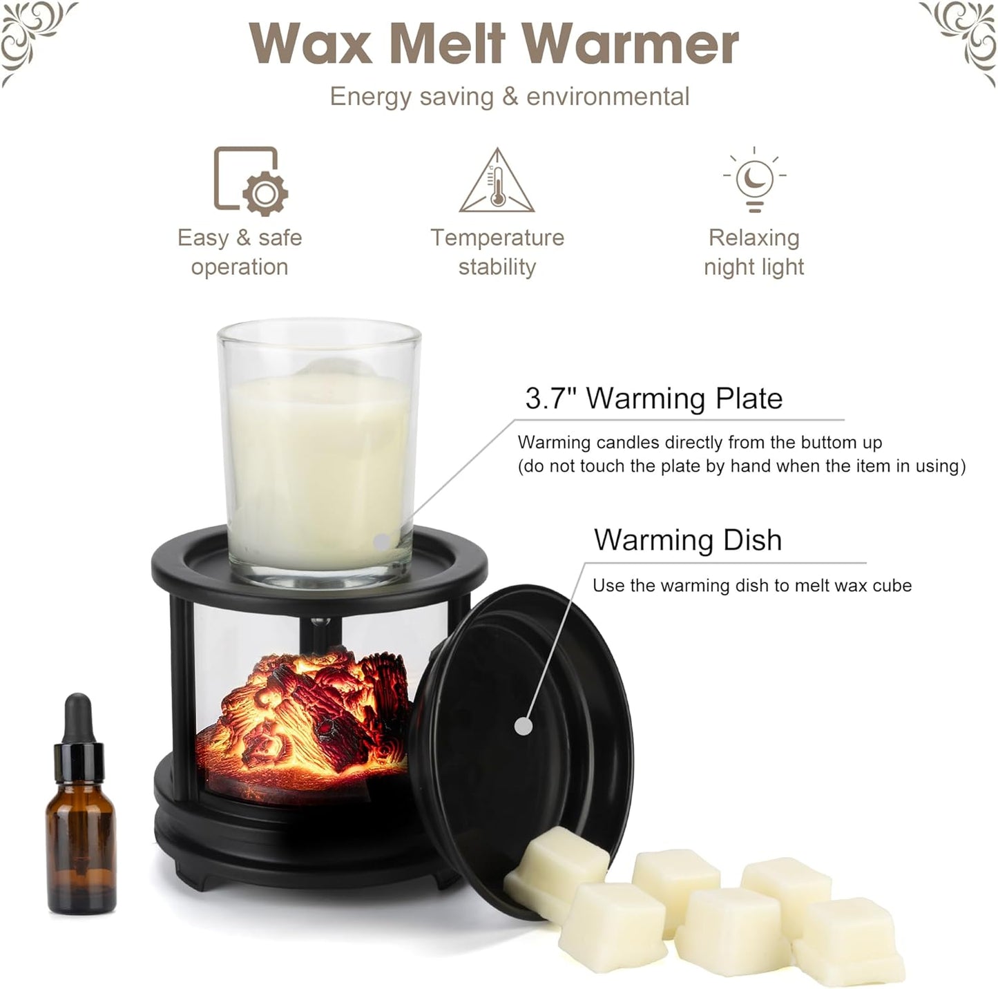 Wax Melt Warmer with Timer,Campfire Wax Warmer,3-in-1 Oil Burner Electric Candle Wax Warmer,Wax Warmer for Scented Wax Melts,Wax Melter Fragrance Warmer for Home Office Bedroom Gifts & Decor